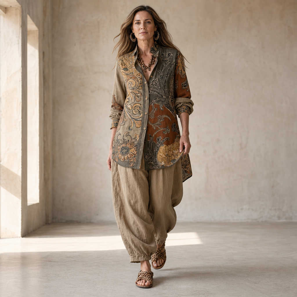 Wovana Set – Printed Boho Tunic And Trouser Set