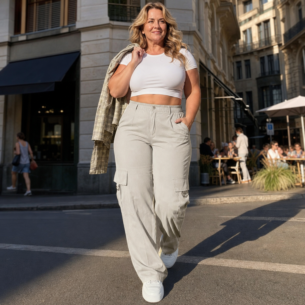 Waistline – High-Waisted Straight-Leg Cargo Pants