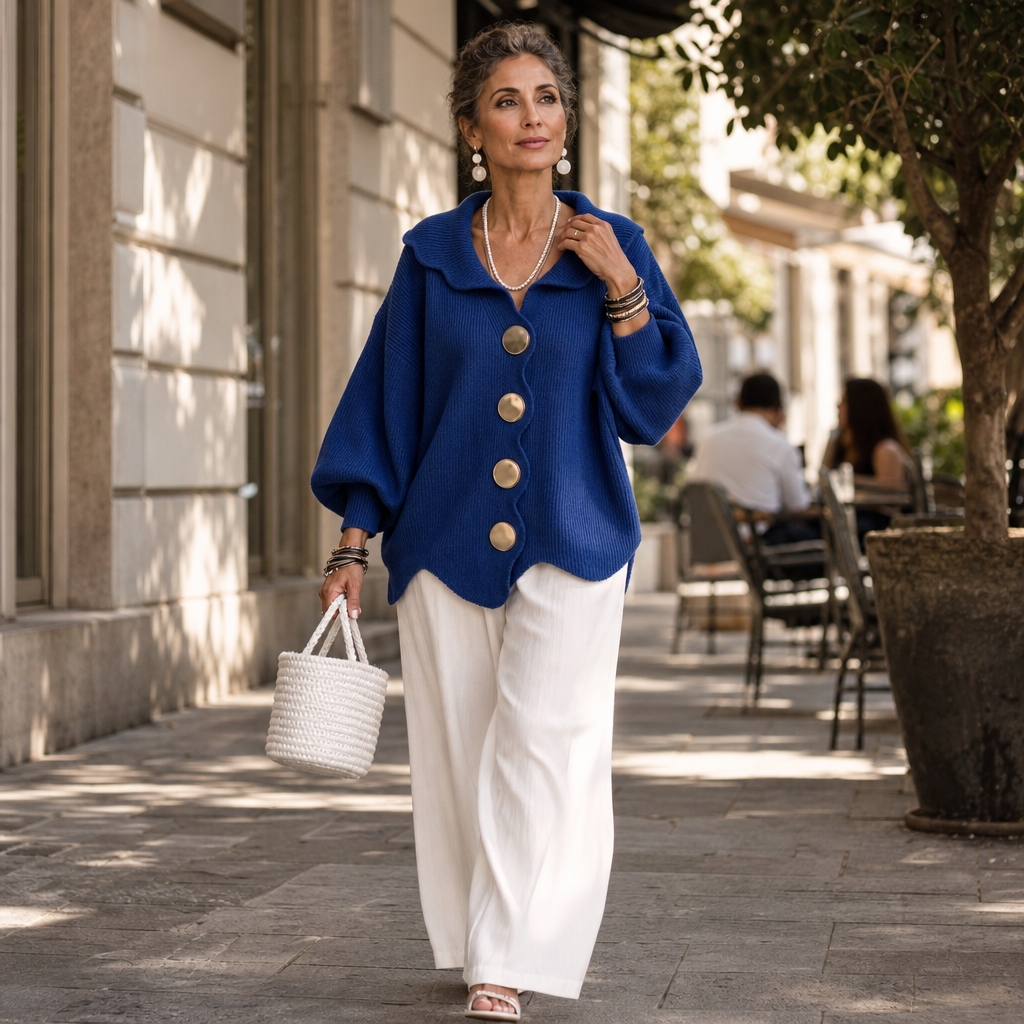 Ribelle – Ribbed Wide-Sleeve Button Cardigan