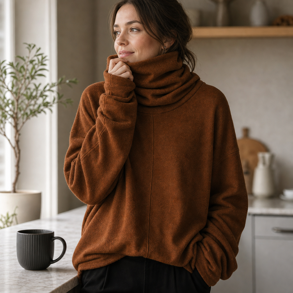 Cowlmara – Brushed Cowl-Neck Oversized Pullover
