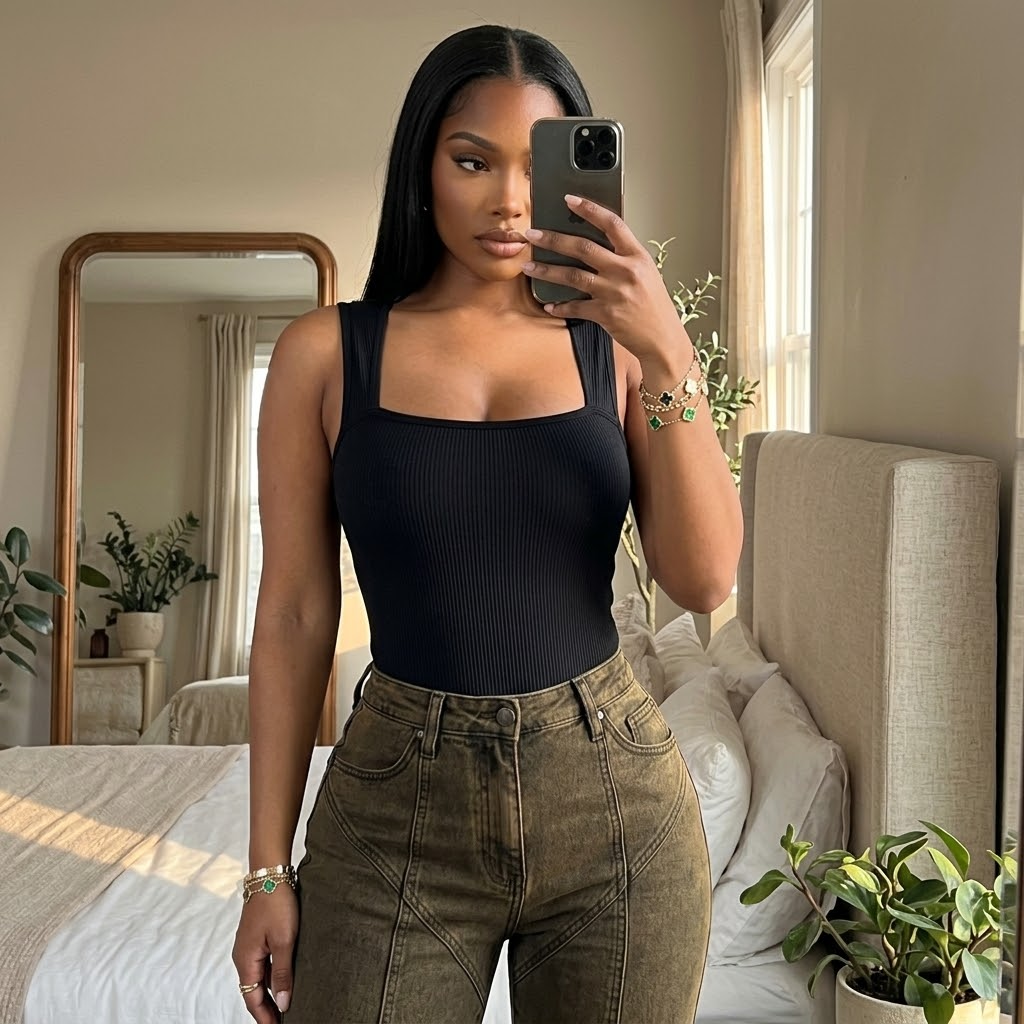 Snatella™  Snatched Square Neck Bodysuit for Everyday Layering