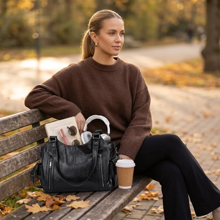 Noirvere™ — Slouchy Vegan Leather City Tote