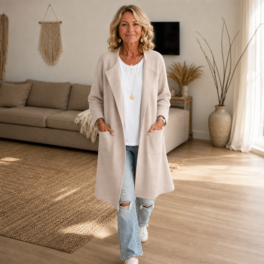 Wrapelle – Open-Front Longline Knit Cardigan Coat