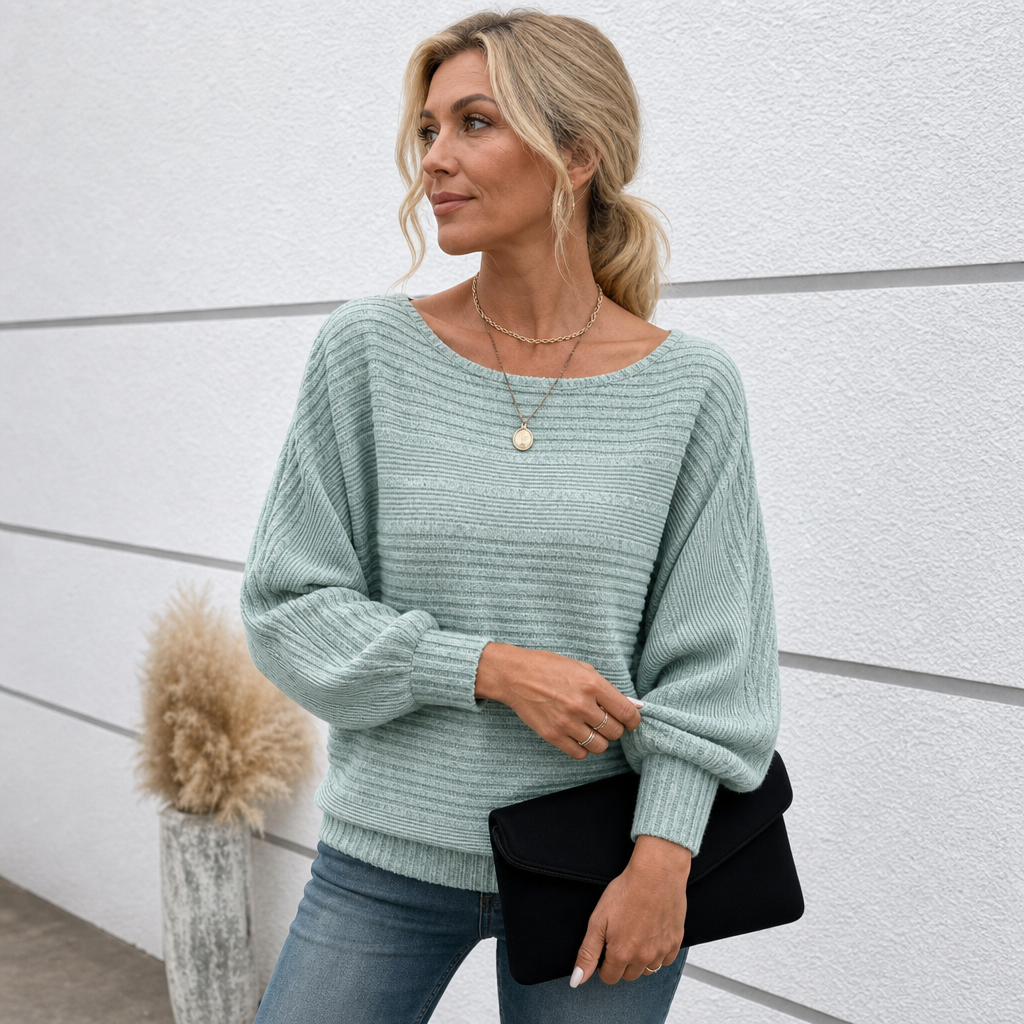 Mayfield – Striped Boat-Neck Long-Sleeve Knit Top