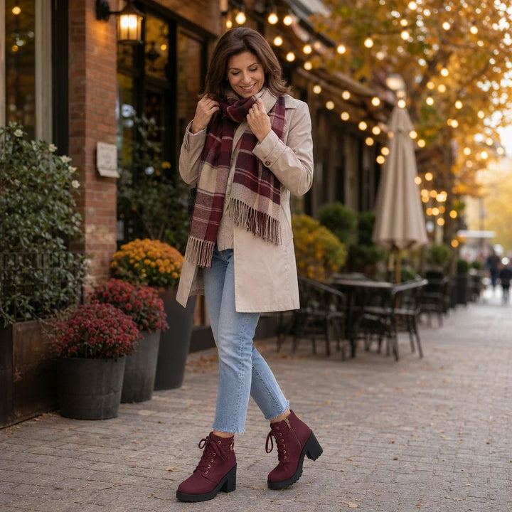 Stridewell – Buckle Lace-Up Chunky Platform Ankle Boots