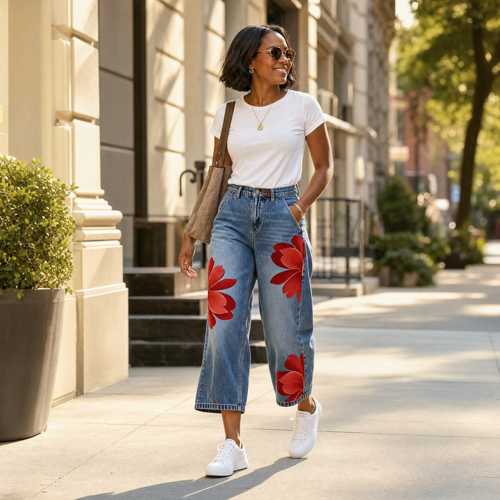 Florenza™ – Bold Floral Wide Leg Jeans