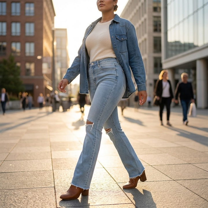Denara™ – High Waist Ripped Flare Jeans