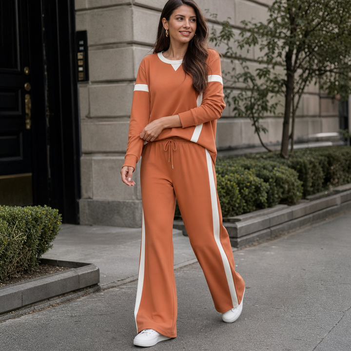 Strata – Contrasting Stripe Two-Piece Set