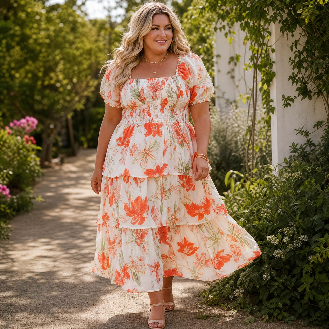 Florenza™ – Smocked Square-Neck Floral Maxi