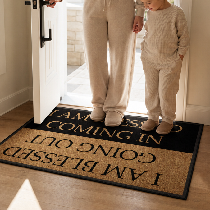 Hearthwell – Blessed Printed Crystal Velvet Doormat