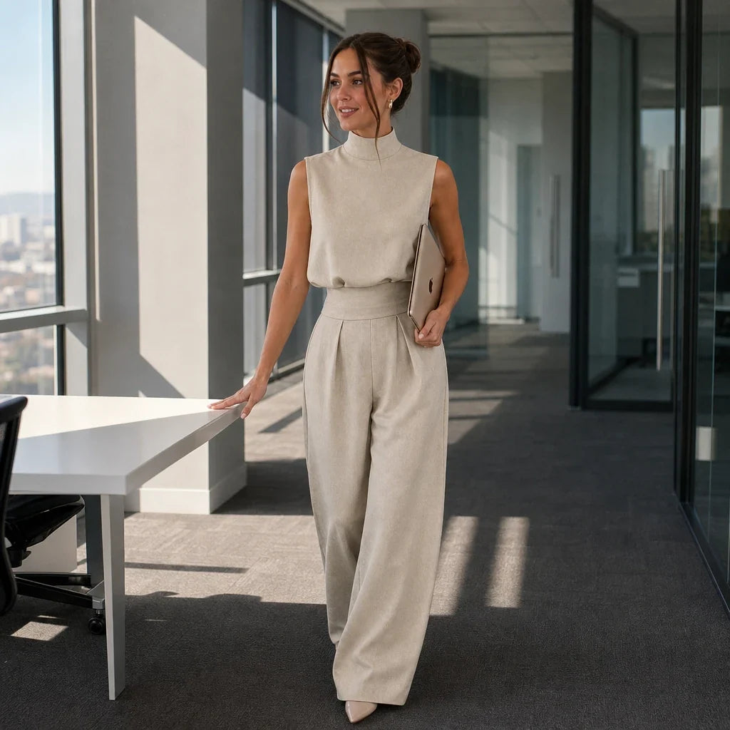 Wearbella – Pleated High-Waist Wide-Leg Pants Set