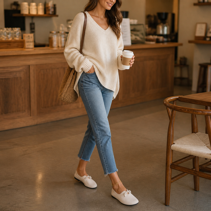 Sollea™ – Soft Suede Slip-On Flats with Rope Bow