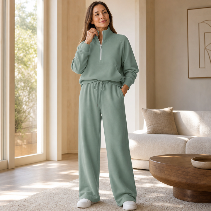 Easewell – Half-Zip Top And Wide-Leg Trouser Set