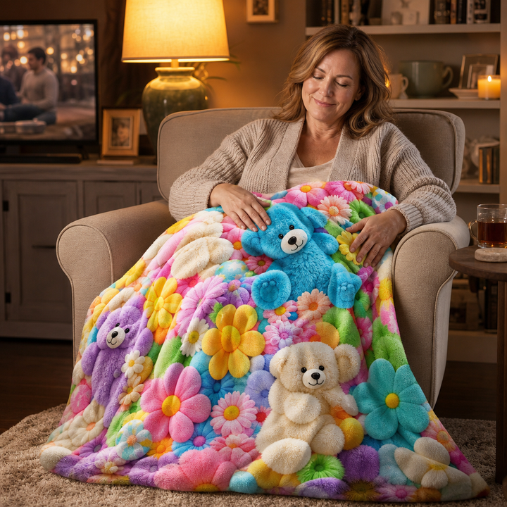 Petalsoft – Raised 3D-Look Floral Plush Throw Blanket