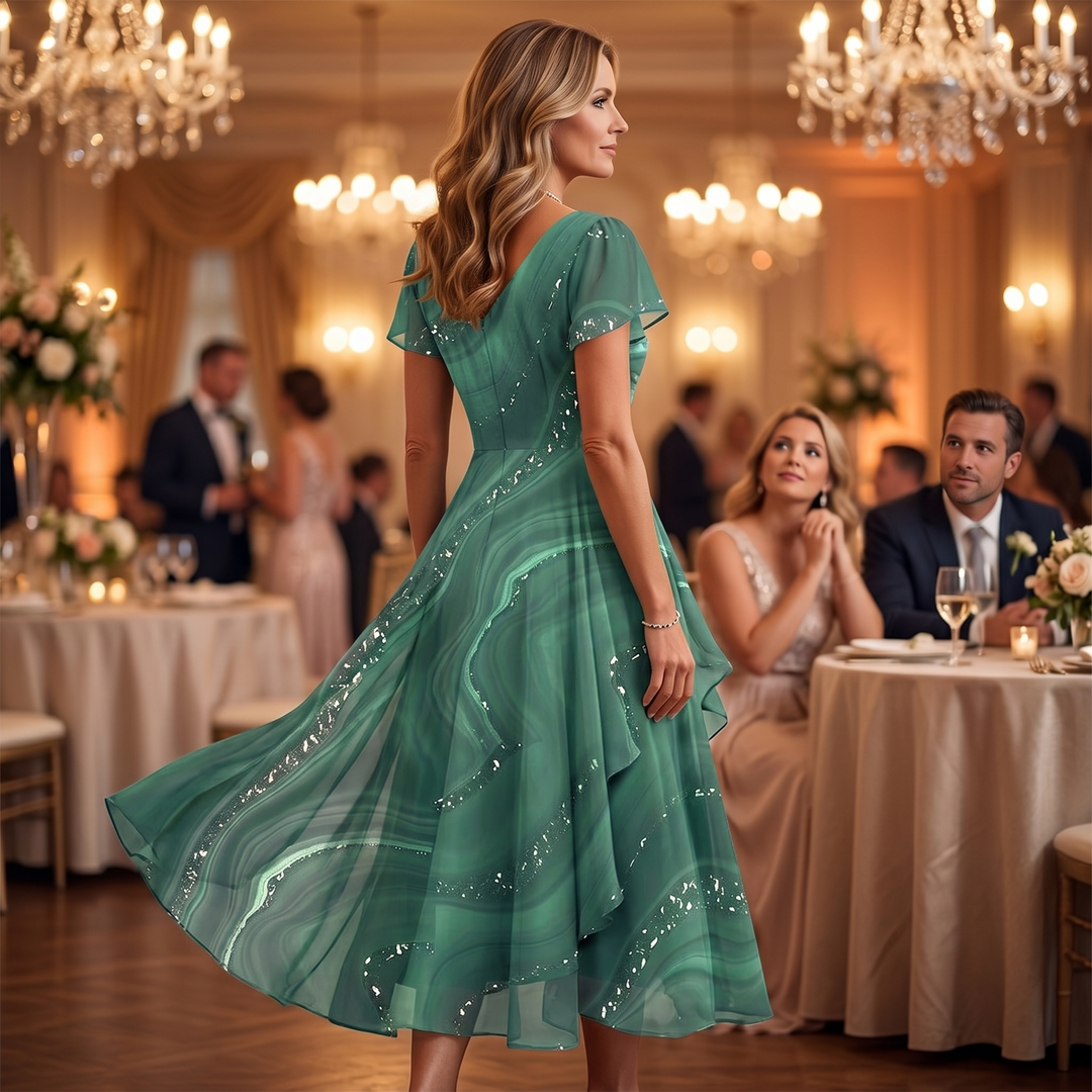 Osyla™ - Flowing Marbled Midi Dress for Special Occasions