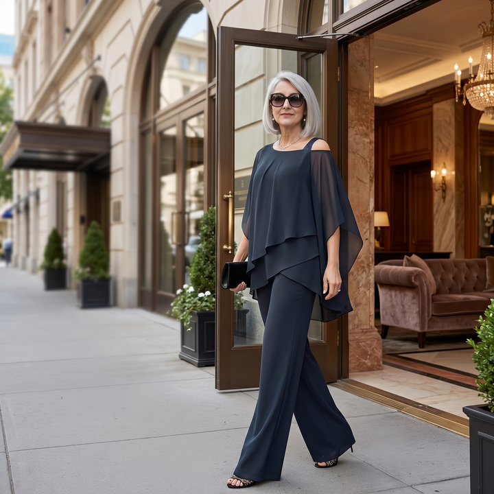 Élora™ – Asymmetric Chiffon Two-Piece Set