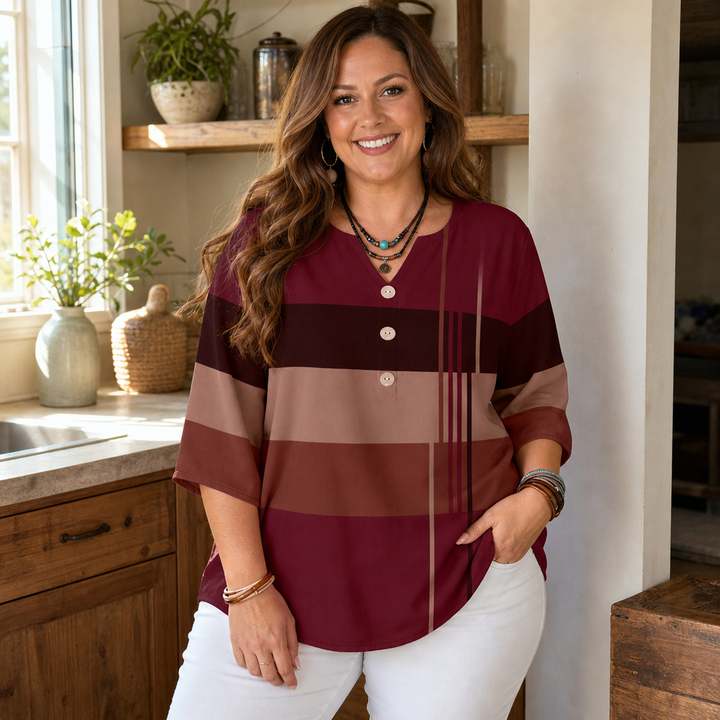 Wearbella – Colorblock Curved-Hem Relaxed Top