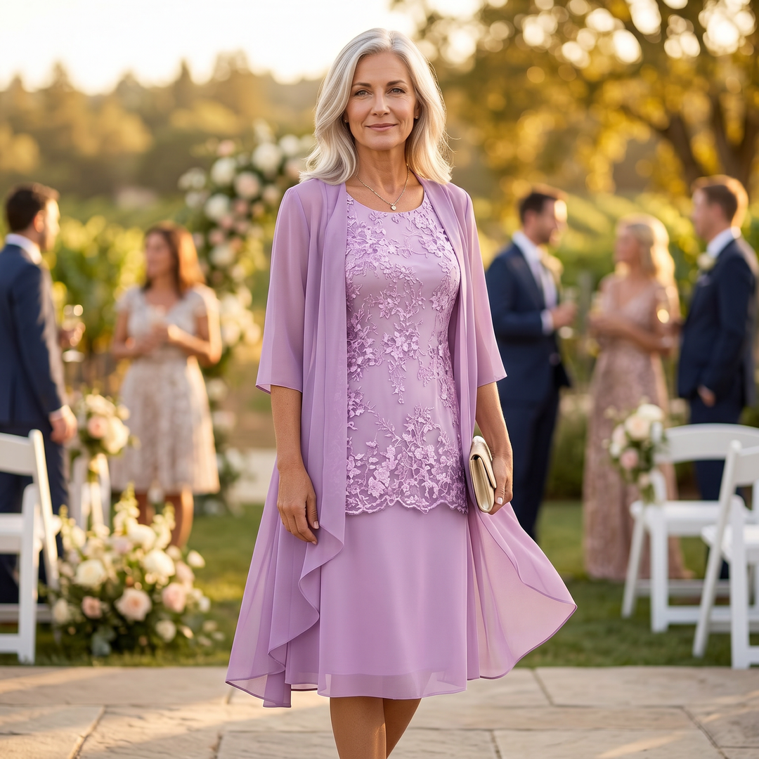 Florenza™ – Elegant Lace and Chiffon Dress Set