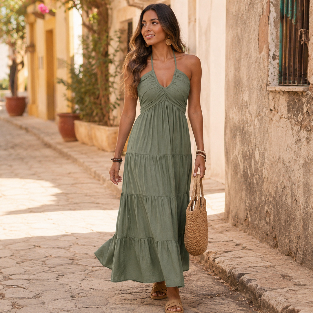 Solenne™ - Flowy Halter Maxi Dress for Effortless Style