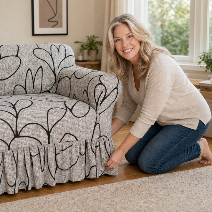 Hemvale – Ruffled Hem Stretch Sofa Cover