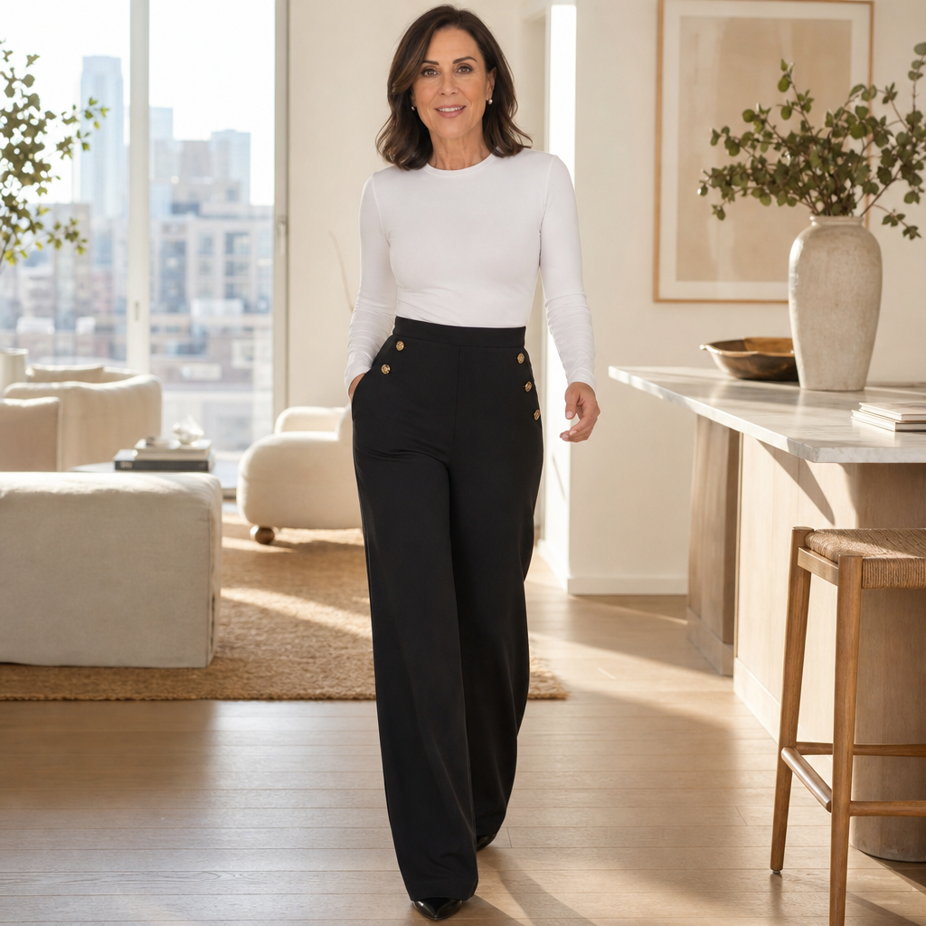 Smoothwaist – Hidden-Panel Wide-Leg Trousers