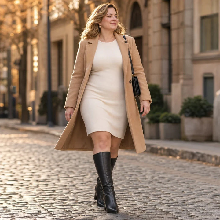 Elara – Pointed-Toe Chunky-Heel Knee-High Boots