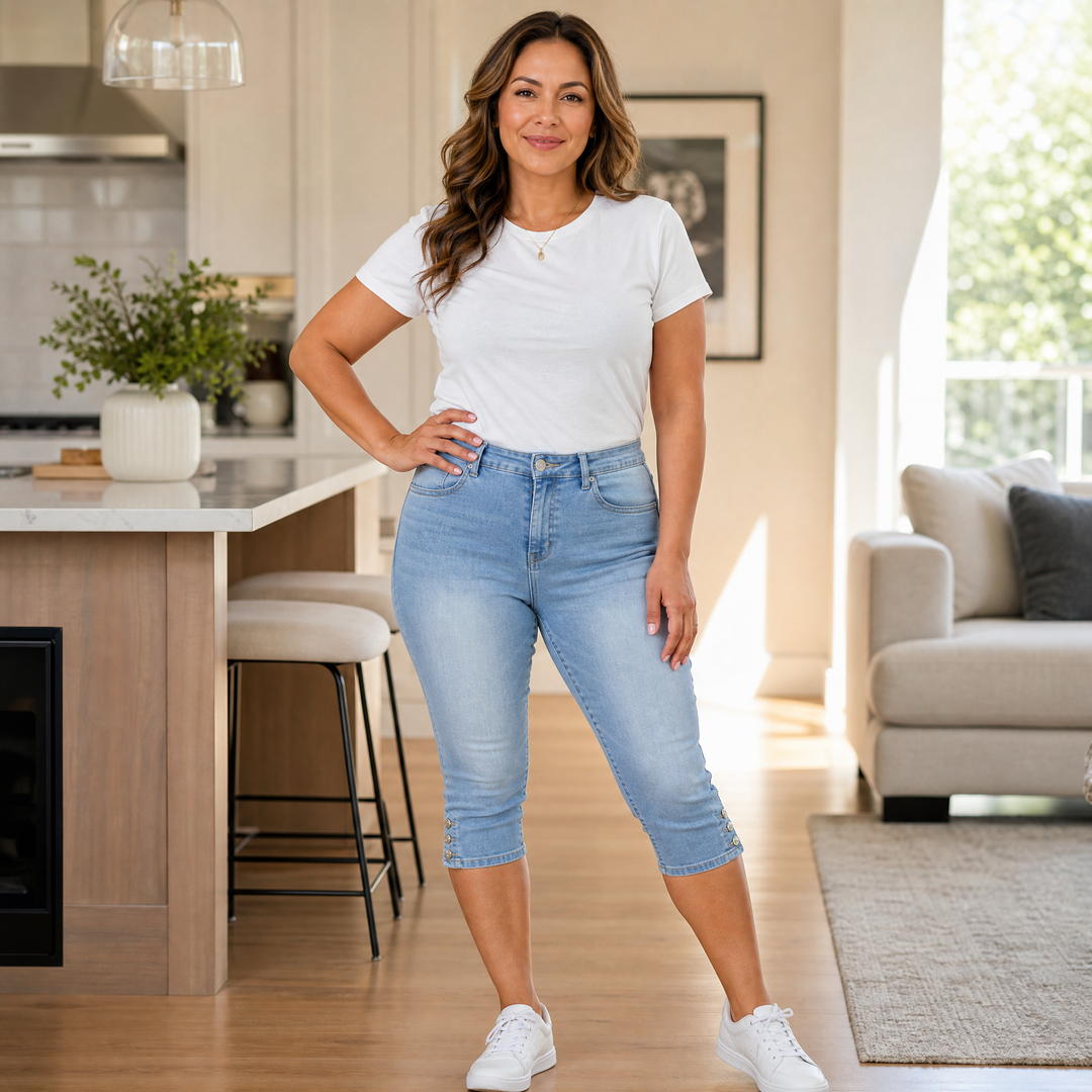 Velora™ — Slimming High-Waist Capri Jeans