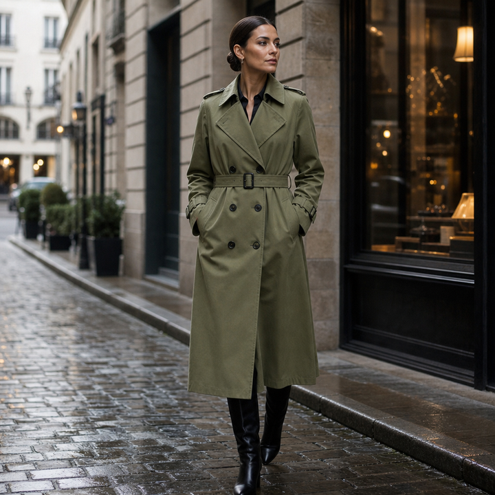 Mayfield – Double-Breasted Belted Long Trench Coat