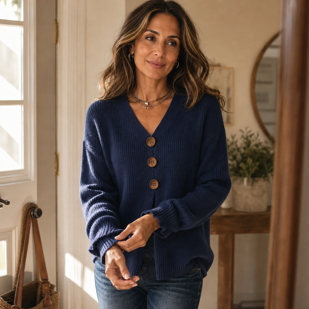 Wearbella – V-Neck Ribbed Knit Pullover Sweater