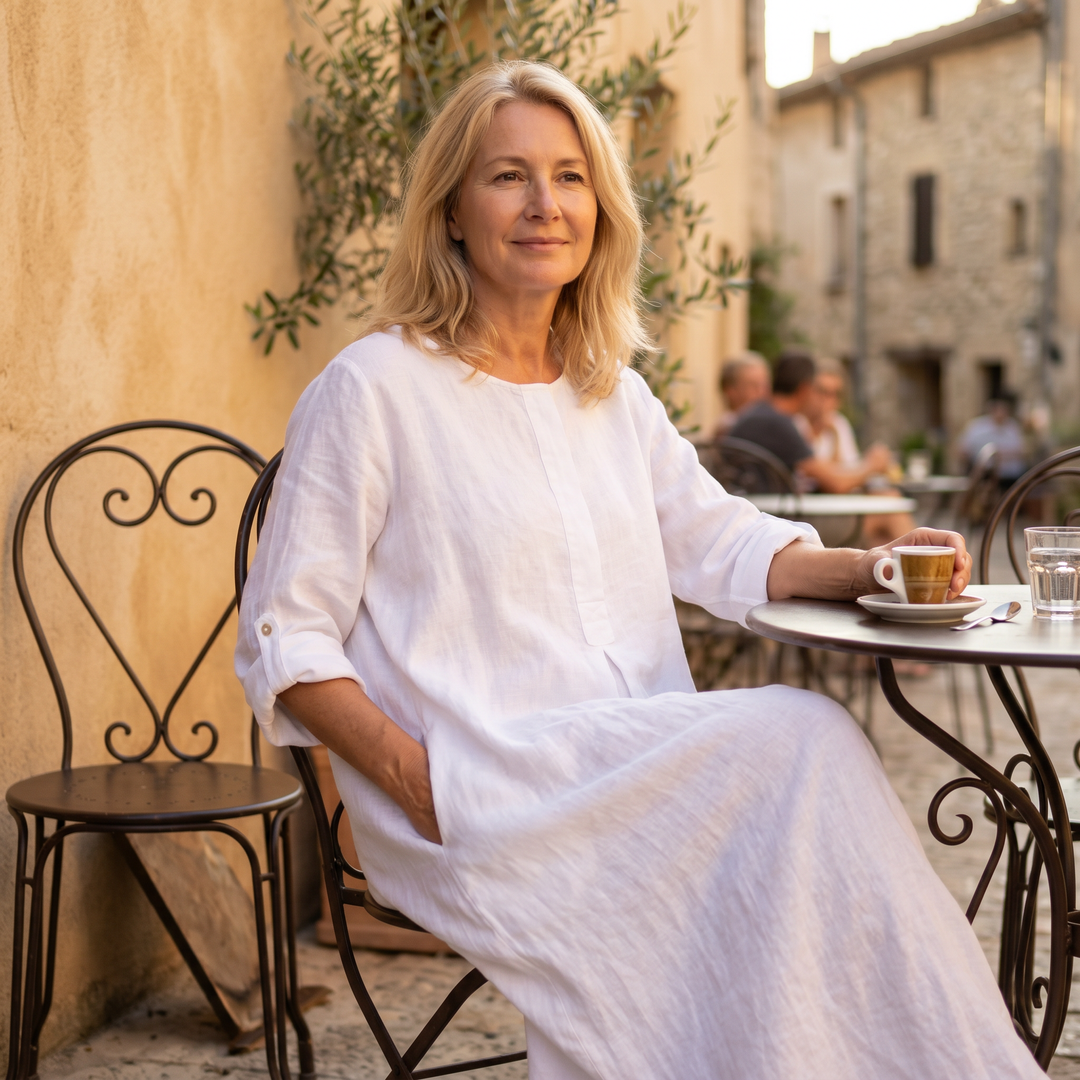 flowy linen dress Ready to Ship, Wrap back with wide shoulder straps Lunavia Women's Flowy Linen-Style