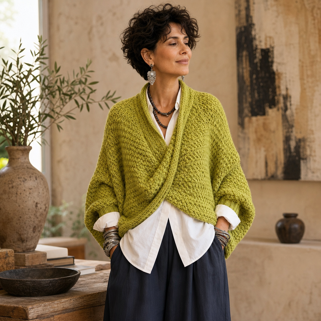 Crossovera – Chunky Knit Crossover V-Neck Sweater