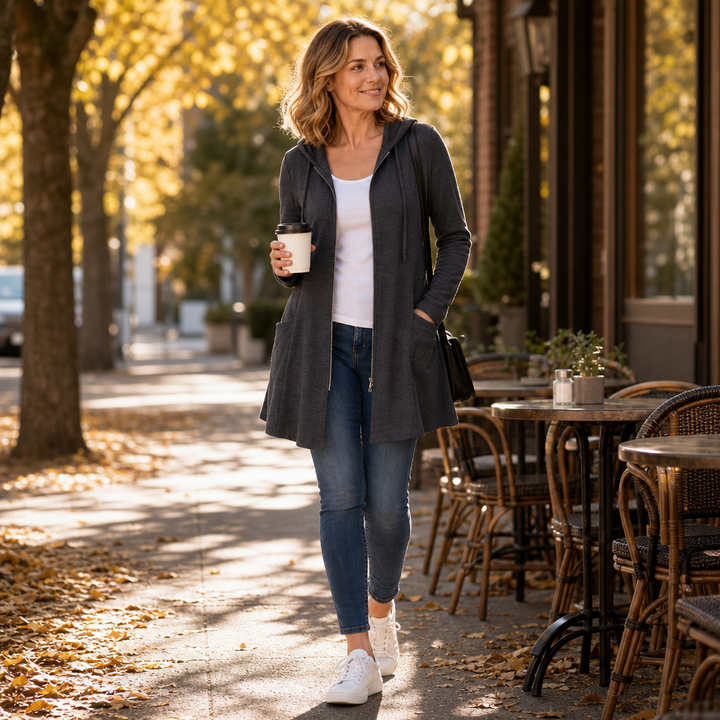 Wrapella – Hooded Longline Full-Zip Jacket