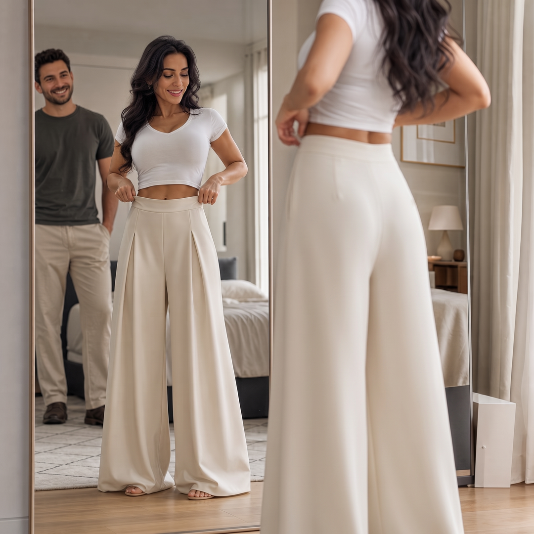 Velaform – High-Waisted Pleated Wide-Leg Trousers
