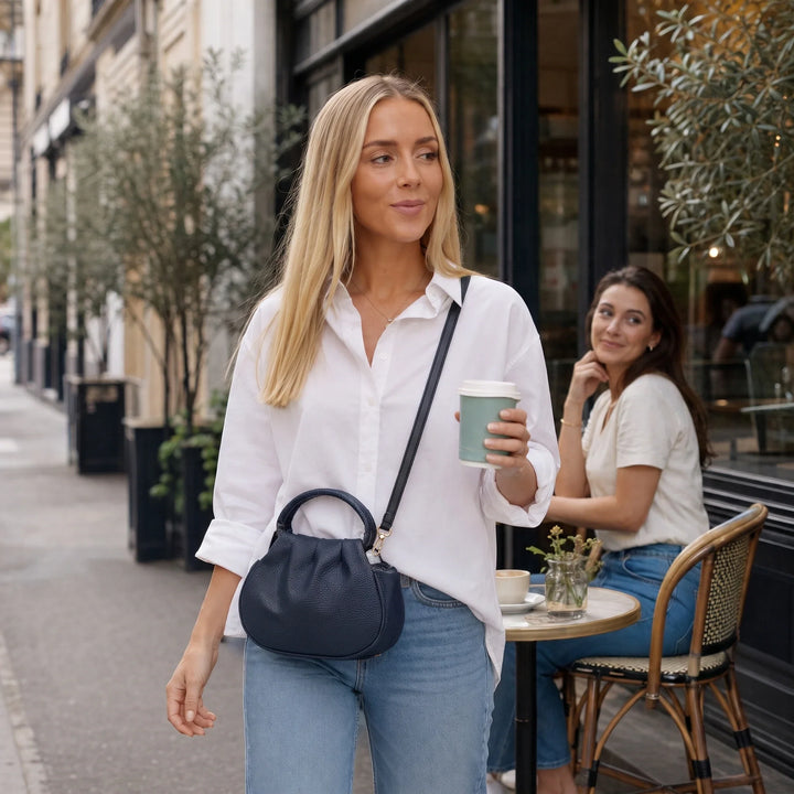 Pleatelle – Pleated Mini Handbag With Round Handles