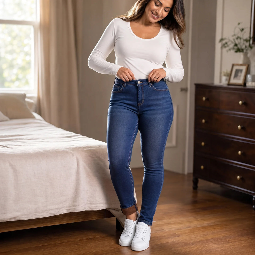 Veluna – Plush-Lined Stretch Skinny Jeans