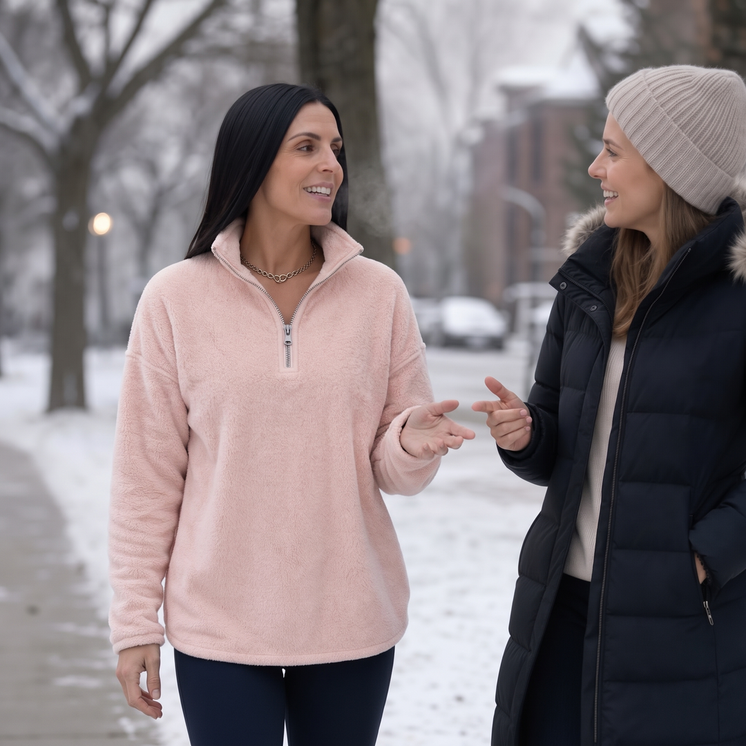 Cozyline – Dropped-Shoulder Quarter-Zip Sweatshirt