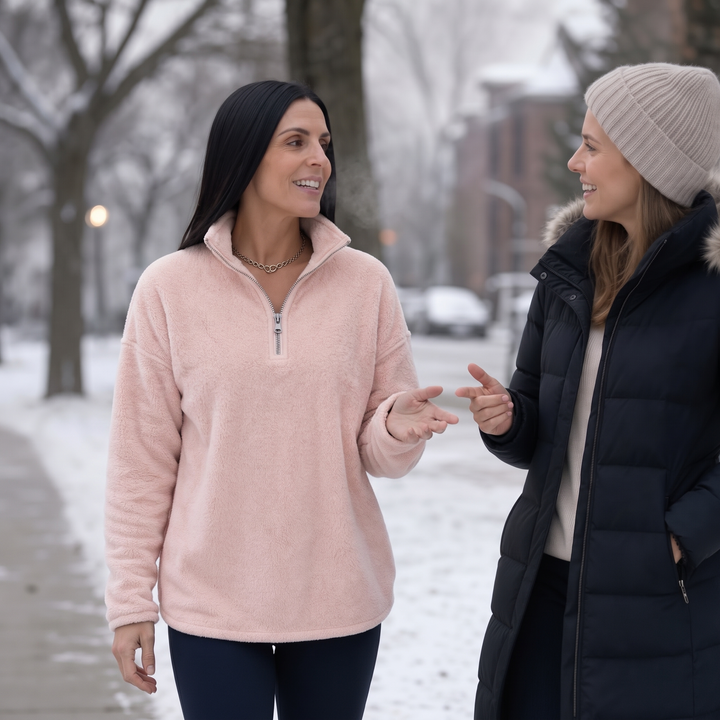 Cozyline – Dropped-Shoulder Quarter-Zip Sweatshirt