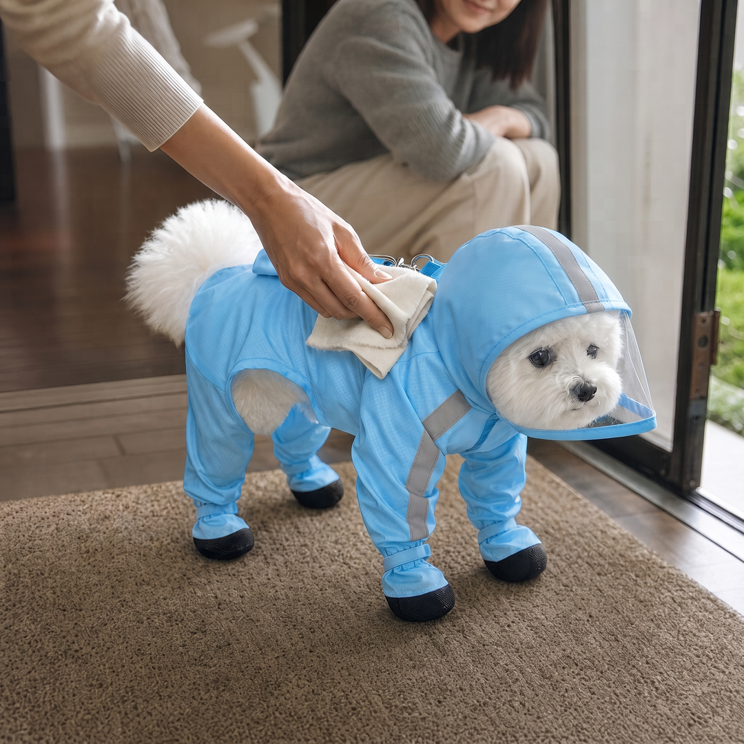 RainPaw – Hooded Four-Leg Dog Rain Suit