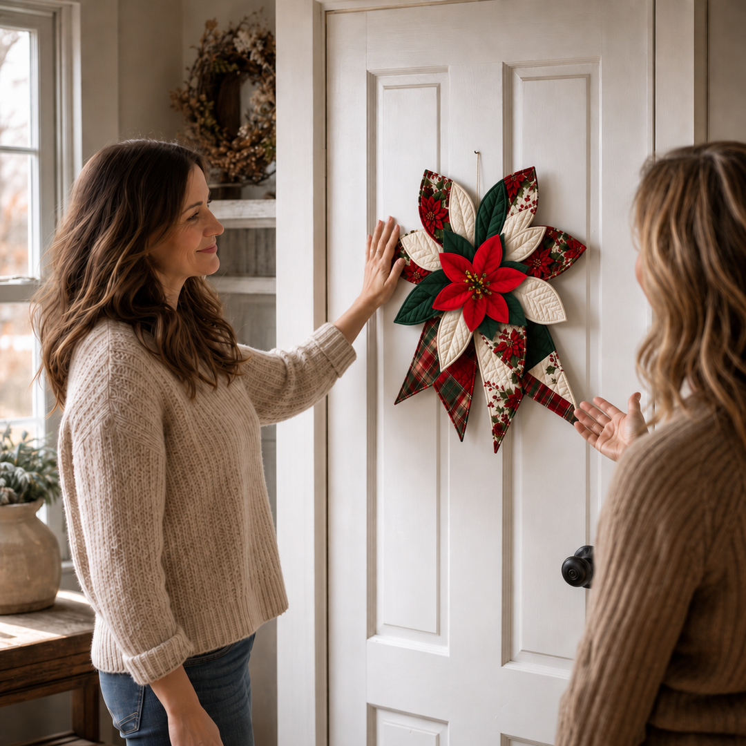 Patchwork & Bow – Quilted Poinsettia Christmas Bow Sewing Kit