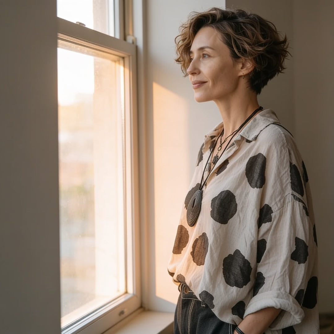 Marelle – Polka Dot Cotton-Linen V-Neck Blouse