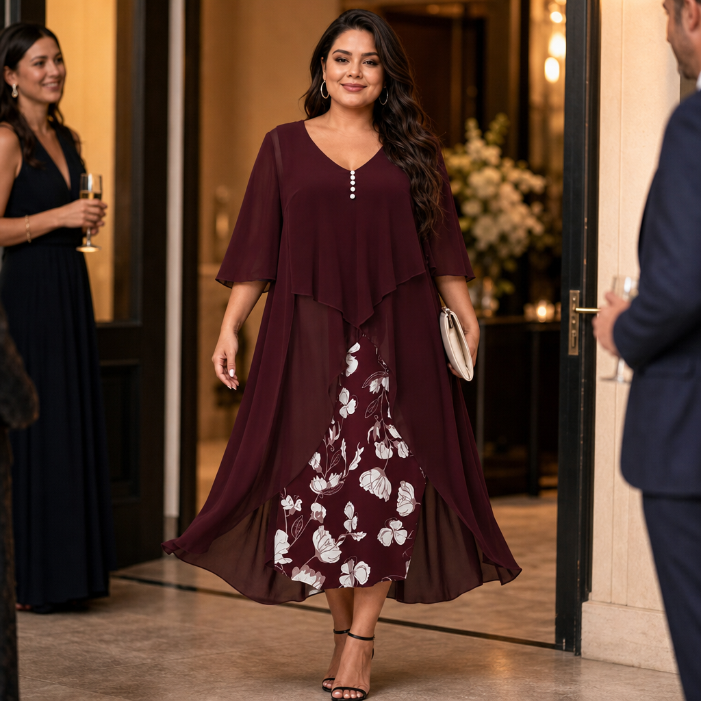 Wearbella – Fake Two-Piece Asymmetrical Hem Chiffon Dress