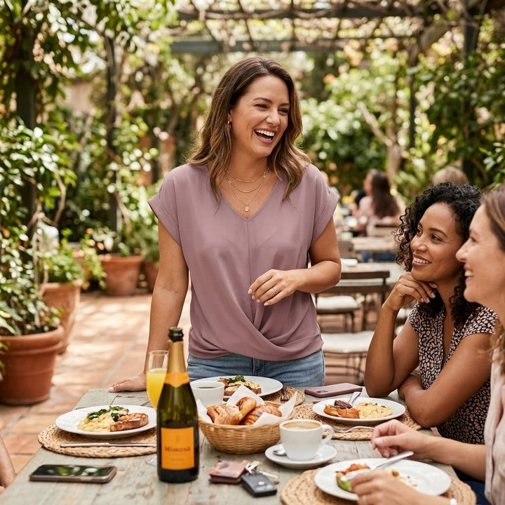 Veluna™ - Twist-Knot V-Neck Top for Effortless Everyday Style