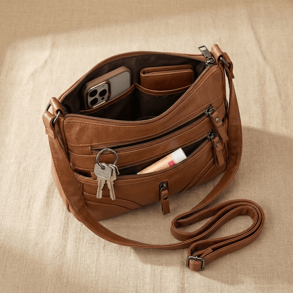 Caressa™ – Soft Leather Multi Pocket Crossbody Bag - Lark & Clover