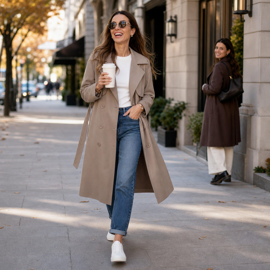 Wearbella – Belted Double-Breasted Trench Coat