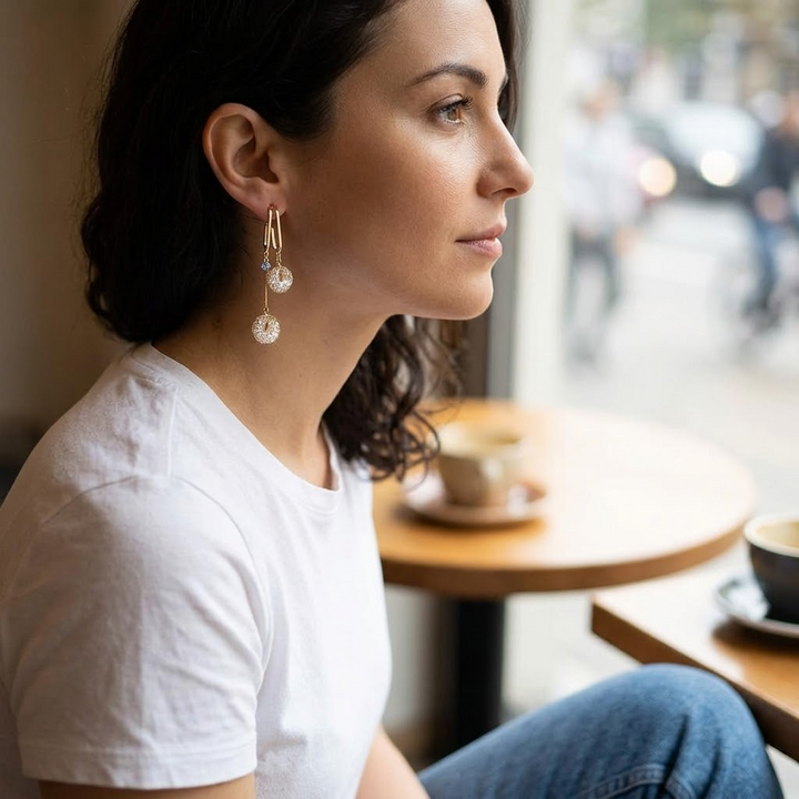 Lunavia™ – Woven Gold Crystal Drop Earrings