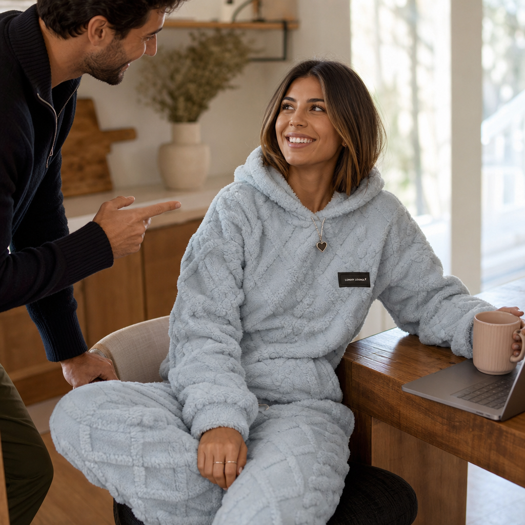 Wearbella – Embossed Fleece-Look Hoodie And Jogger Set