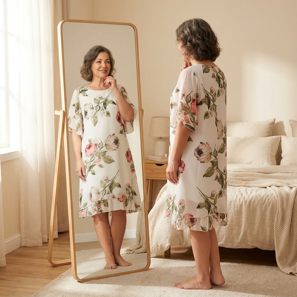 Floressa™ – Floral Chiffon Midi Dress