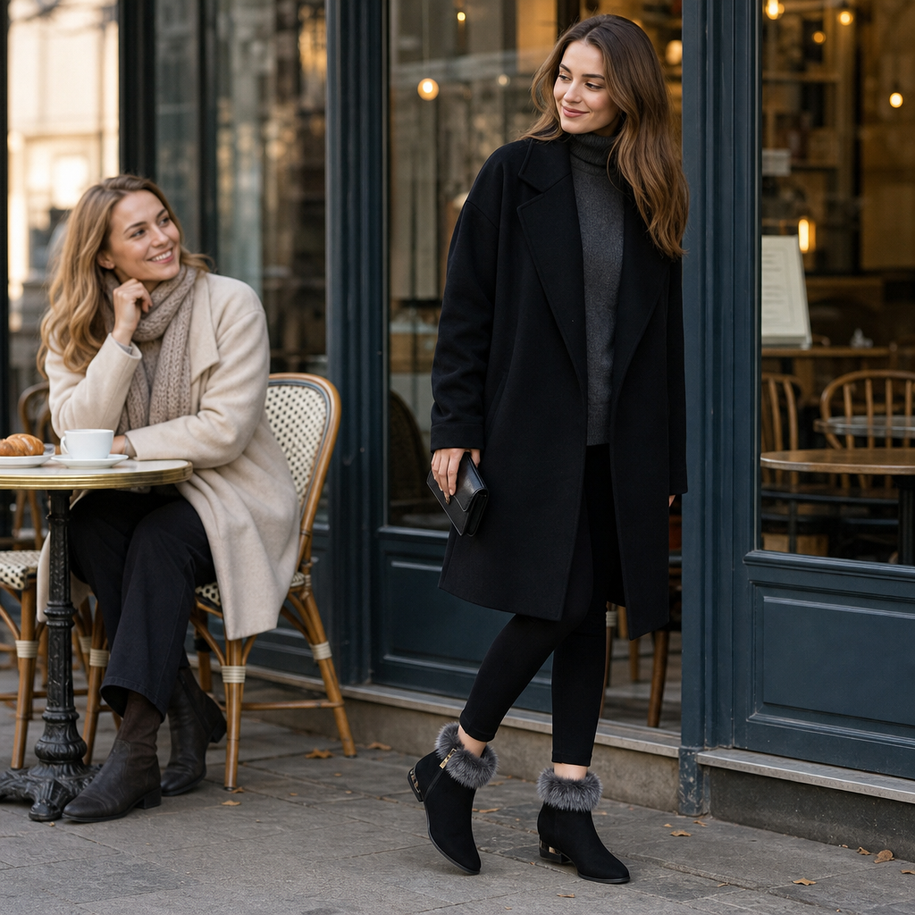 Veloura – Plush Cuff Synthetic Leather Ankle Boots