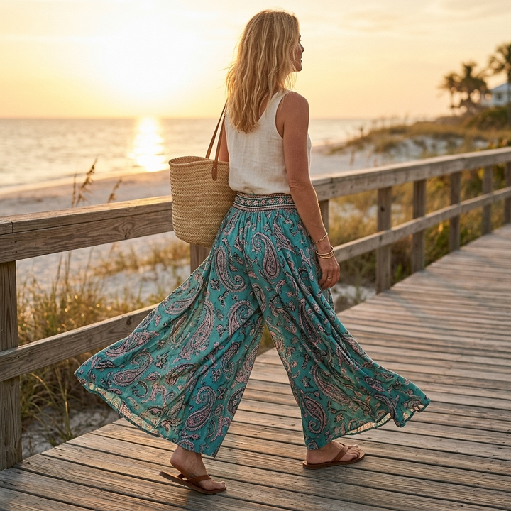 Solara™ – Flowy Paisley Palazzo Pants