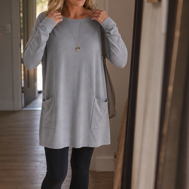 Wearbella – Relaxed Longline Crew-Neck Tunic Top